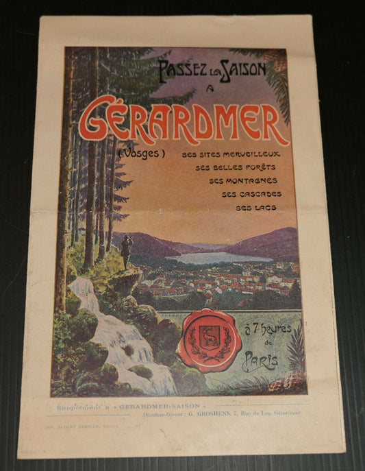 ANCIEN DEPLIANT PUBLICITE TOURISME VOSGES PASSEZ LA SAISON A GERARDMER