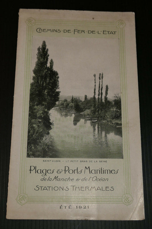 ANCIEN DEPLIANT TOURISTIQUE CHEMINS DE FER DE L'ETAT PLAGES PORTS MARITIMES 1921