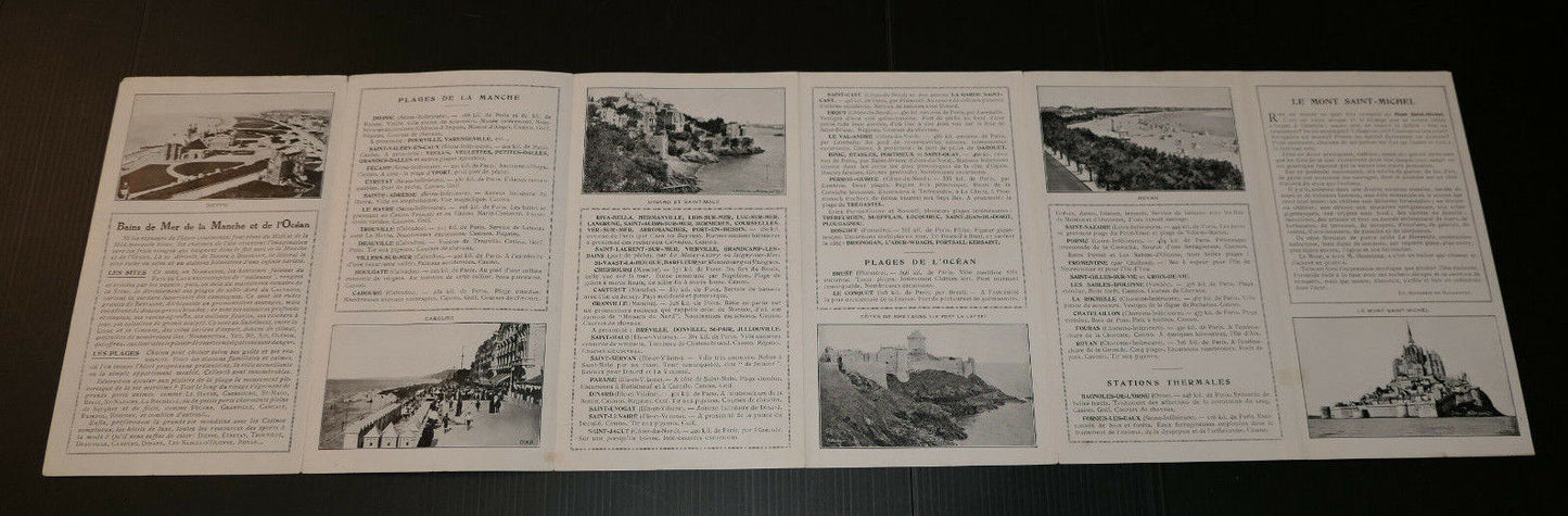 ANCIEN DEPLIANT TOURISTIQUE CHEMINS DE FER DE L'ETAT PLAGES PORTS MARITIMES 1921