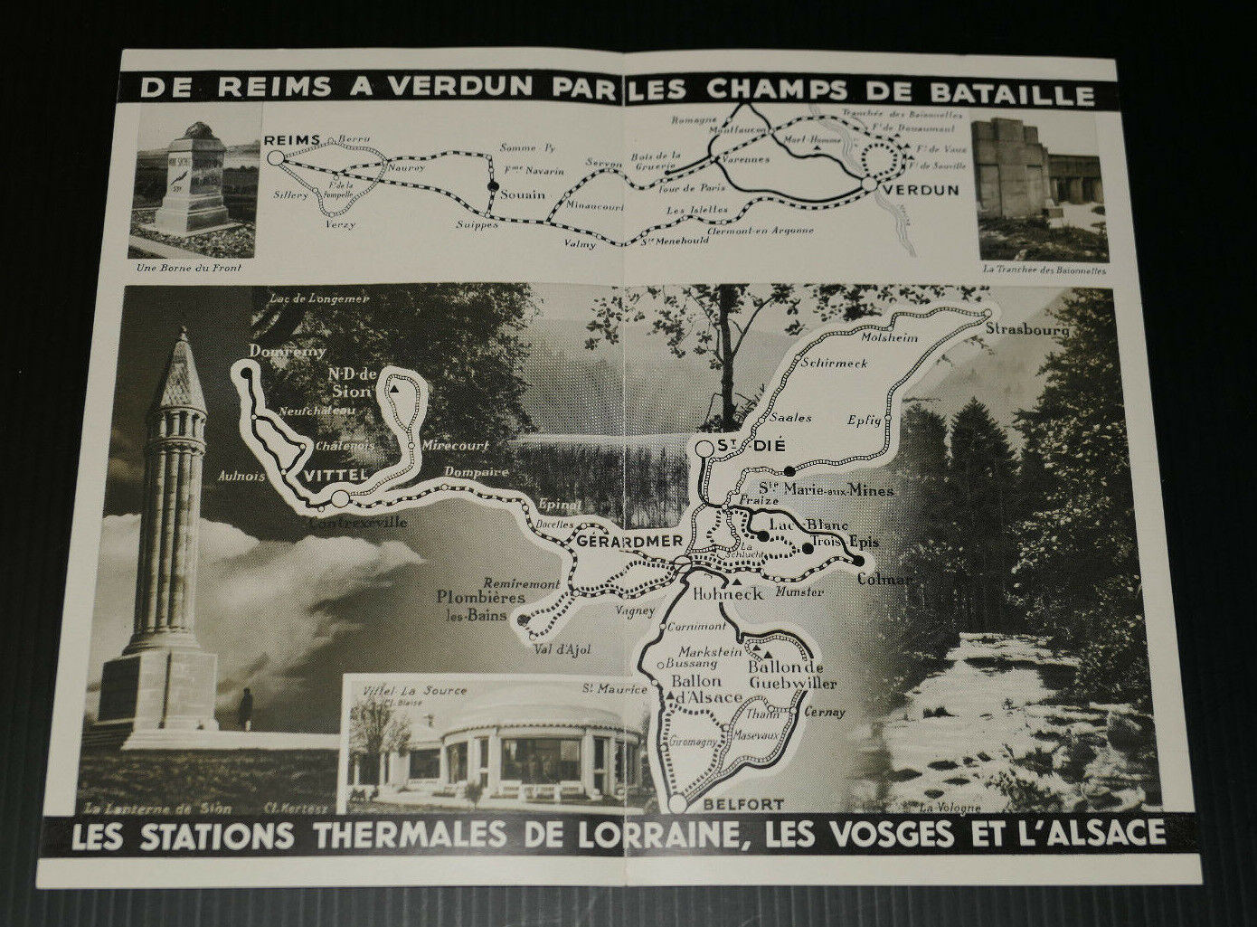 ANCIEN DEPLIANT TOURISTIQUE LORRAINE VOSGES ALSACE REIMS VERDUN CIRCUITS