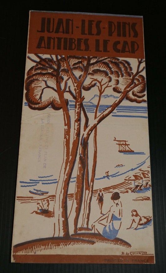 ANCIEN DEPLIANT PUBLICITE JUAN-LES-PINS ANTIBES LE CAP CIRCA 1950 TOURISME