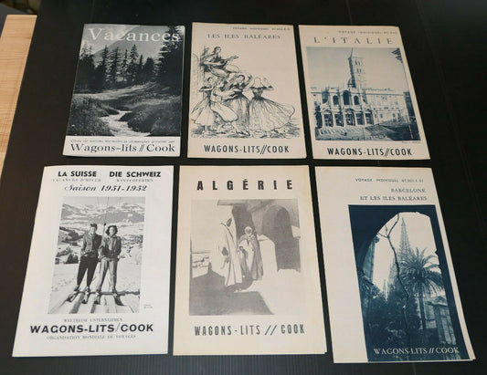 WAGONS-LITS COOK LOT 4 ANCIENS DEPLIANTS + 2 LIVRETS GUIDES CIRCUITS VOYAGES
