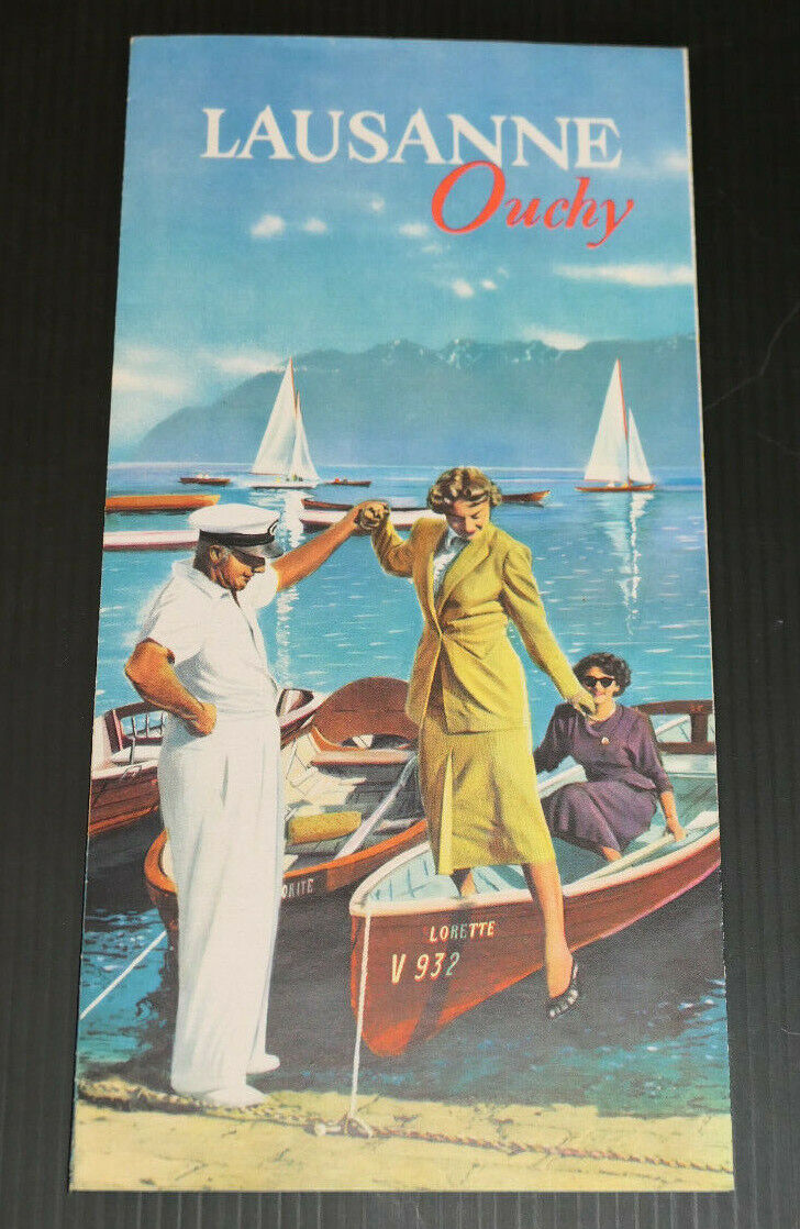 ANCIEN DEPLIANT TOURISTIQUE LAUSANNE OUCHY CARTE 1954