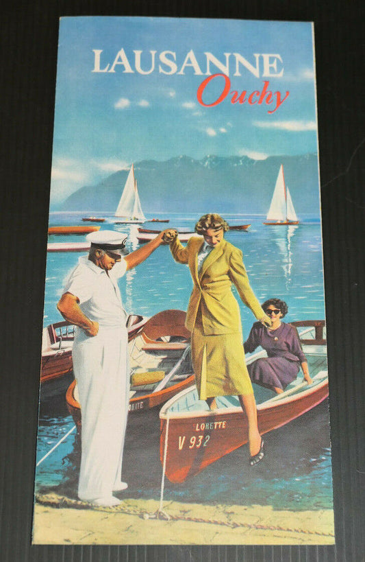 ANCIEN DEPLIANT TOURISTIQUE LAUSANNE OUCHY CARTE 1954