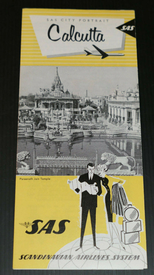 ANCIEN DEPLIANT TOURISTIQUE VOYAGE SAS SCANDINAVIAN AIRLINES SYSTEM CALCUTTA