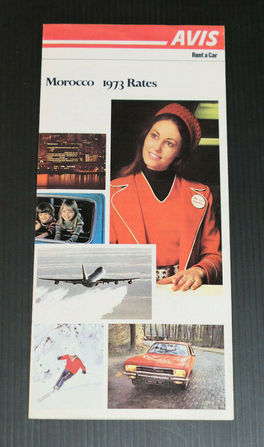 ANCIEN DEPLIANT PUBLICITAIRE AVIS RENT A CAR MOROCCO 1973 RATES