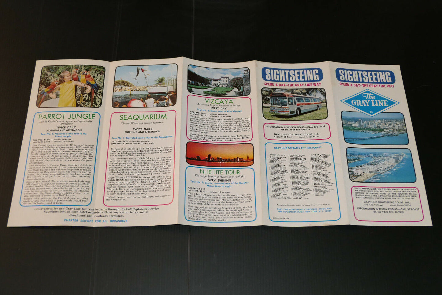 ANCIEN DEPLIANT PUBLICITAIRE SIGHTSEEING USA THE GRAY LINE TOURS