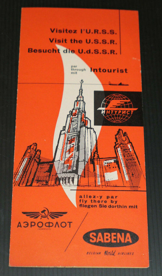 ANCIEN DEPLIANT PUBLICITAIRE SABENA BELGIAN WORLD AIRLINES / VISIT THE USSR