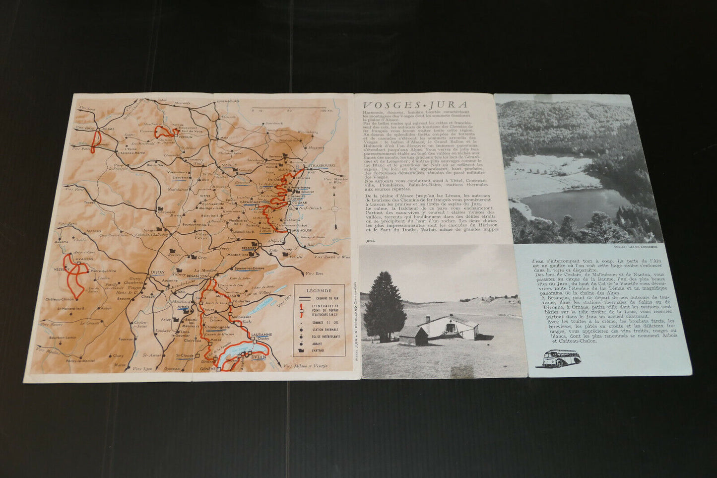 ANCIEN DEPLIANT TOURISTIQUE TOURISME VOYAGE TRAIN SNCF ALSACE VOSGES JURA 1955