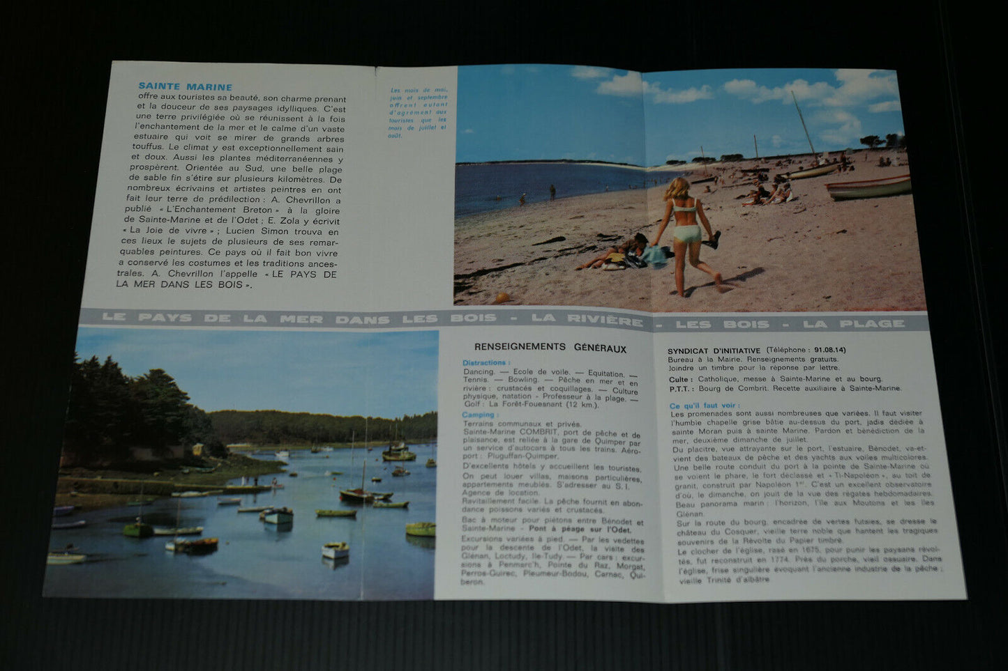 ANCIEN DEPLIANT TOURISTIQUE FRANCE BRETAGNE FINISTERE SAINTE MARINE COMBRIT