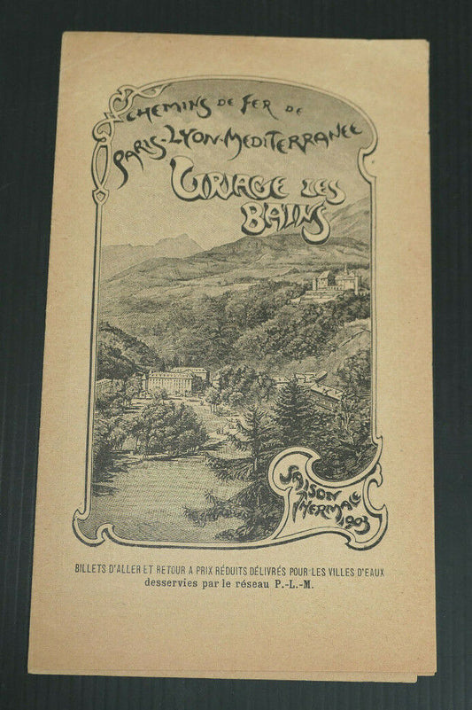 ANCIEN DEPLIANT TOURISME CHEMINS DE FER PLM URIAGE LES BAINS SAISON 1903