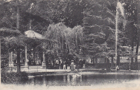 CPA CARCASSONE / SQUARE GAMBETTA (1914)