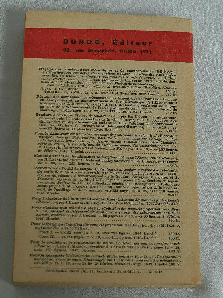 POUR LE SOUDEUR AU CHALUMEAU ET LE DECOUPEUR / L. MENDEL / DUNOD 1948