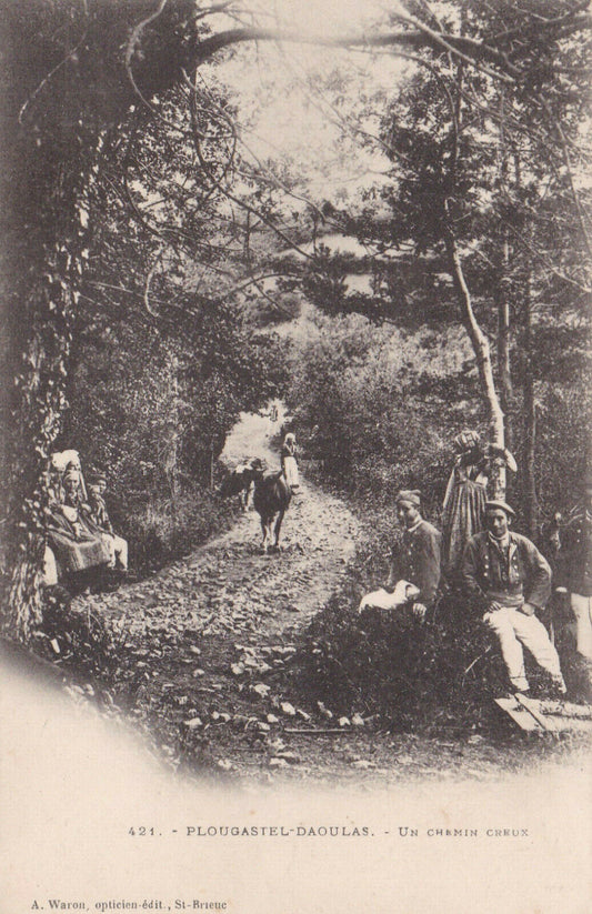 OLD POSTCARD CPA 29 PLOUGASTEL DAOULAS A HOLLOW PATH / WARON 421