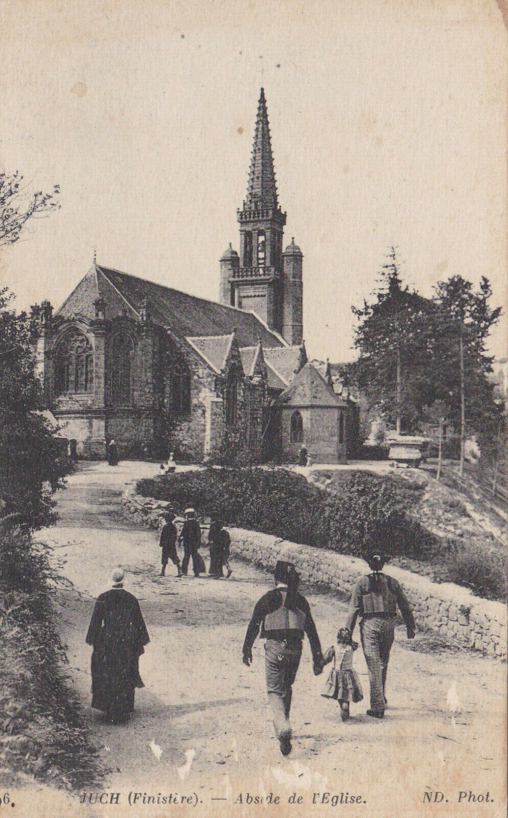 CARTE POSTALE ANCIENNE CPA 29 JUCH ABSIDE DE L'EGLISE / ND 96