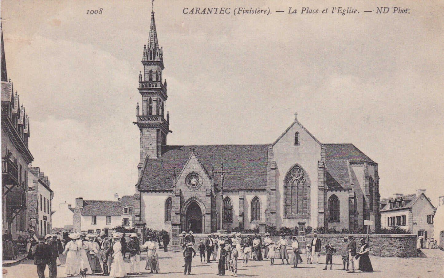 CARTE POSTALE ANCIENNE CPA 29 CARANTEC LA PLACE ET L'EGLISE / ND 1008