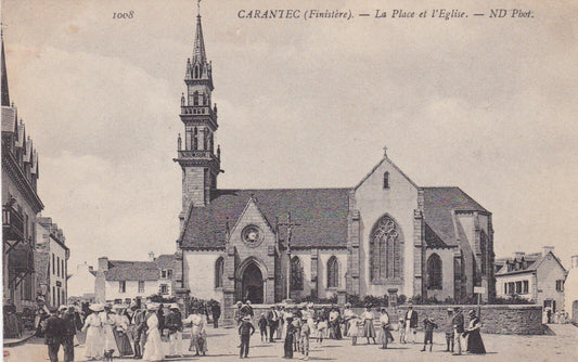 CARTE POSTALE ANCIENNE CPA 29 CARANTEC LA PLACE ET L'EGLISE / ND 1008