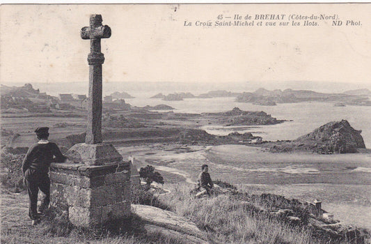 OLD POSTCARD CPA ILE DE BREHAT LA CROIX SAINT-MICHEL ... (1913) 