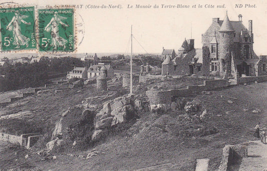 OLD POSTCARD CPA ILE DE BREHAT THE TERTRE-BLANC MANOR ... (1913)