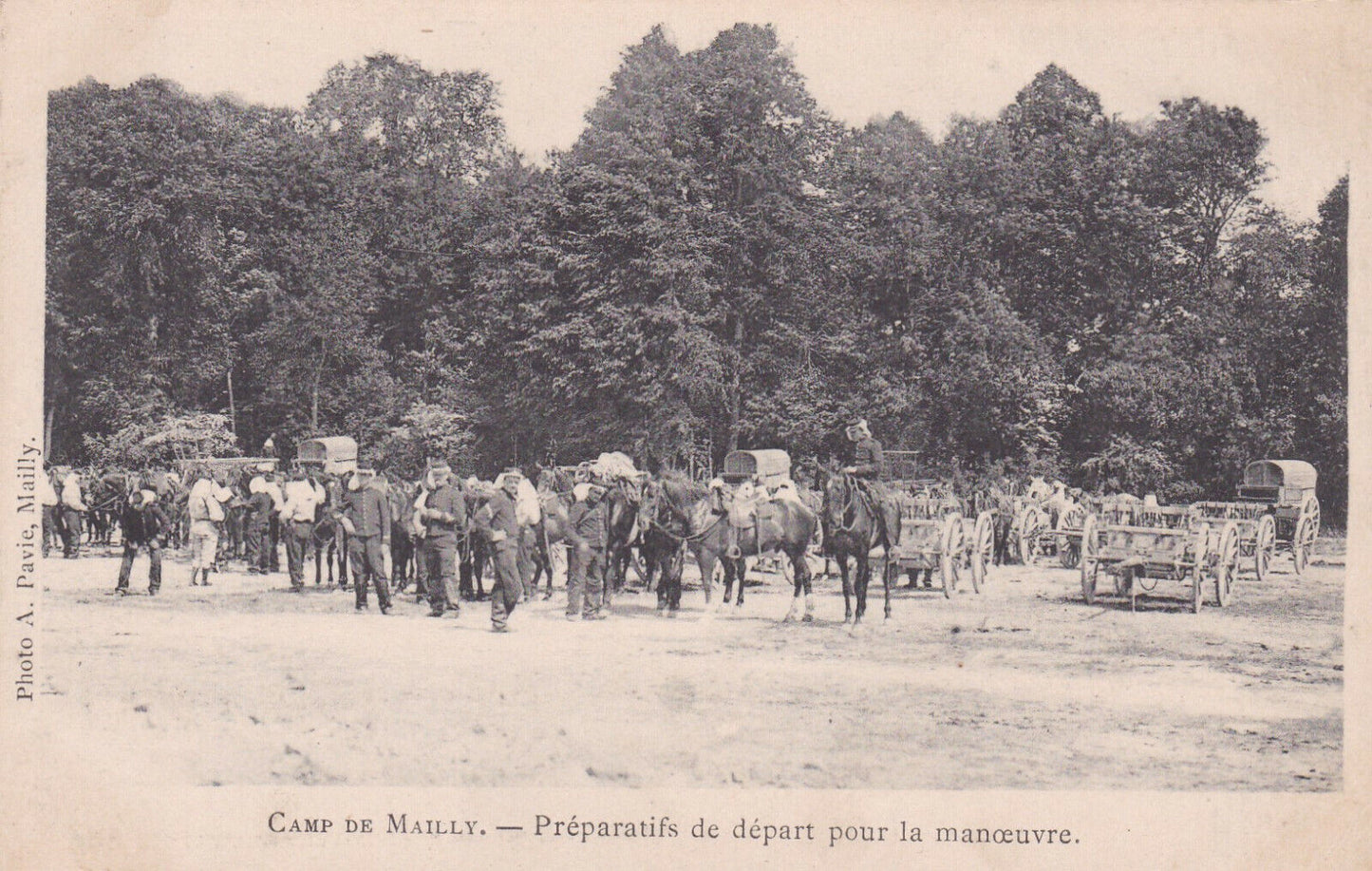 OLD POSTCARD CPA MILITARIA MAILLY CAMP PREPARATIONS FOR DEPARTURE ... 