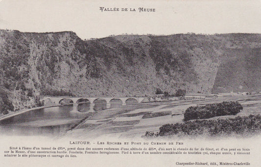OLD POSTCARD CPA LAIFOUR LES ROCHES AND RAILWAY BRIDGE