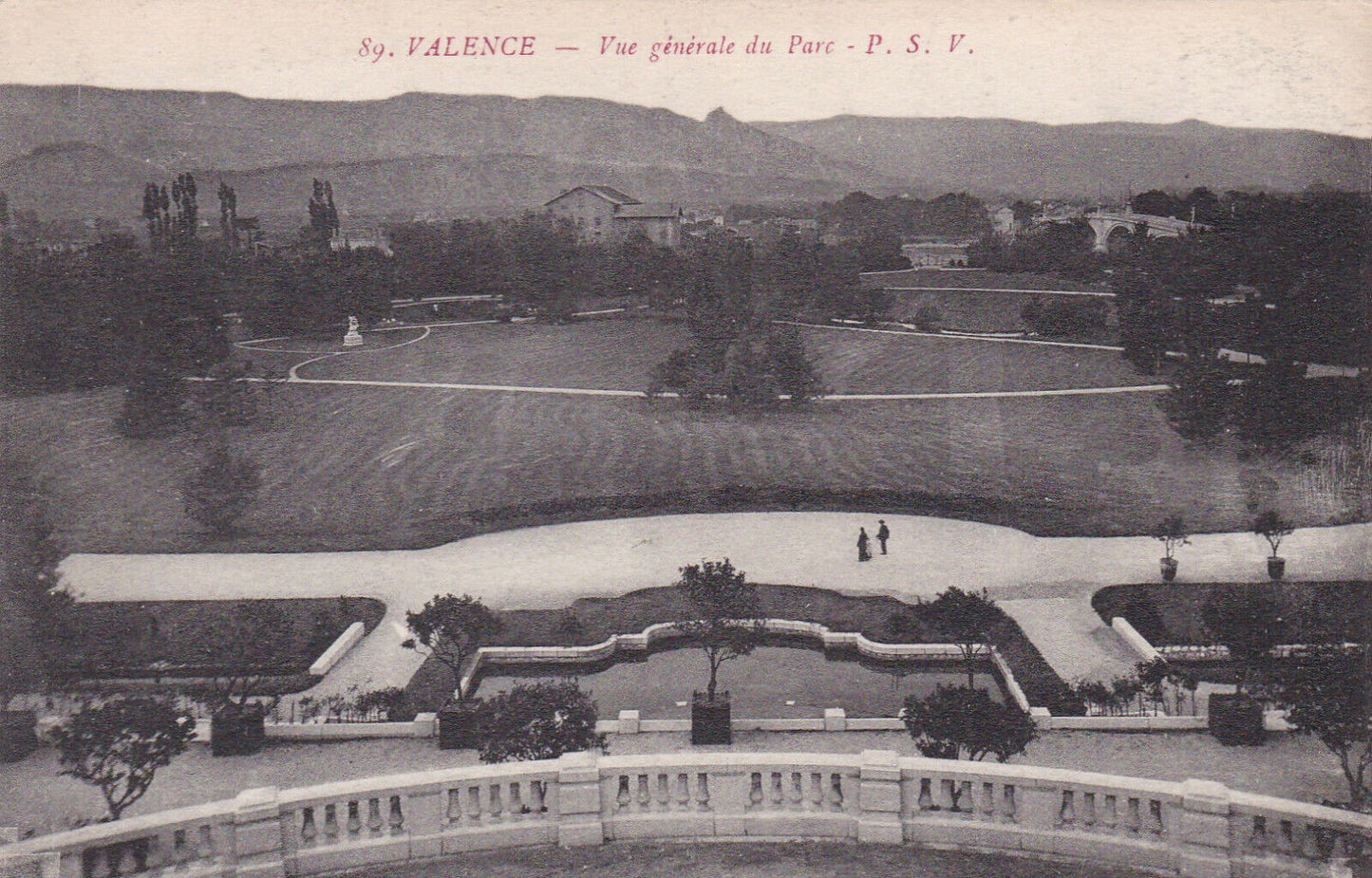 OLD POSTCARD CPA VALENCE GENERAL VIEW OF THE PARK (1921) 