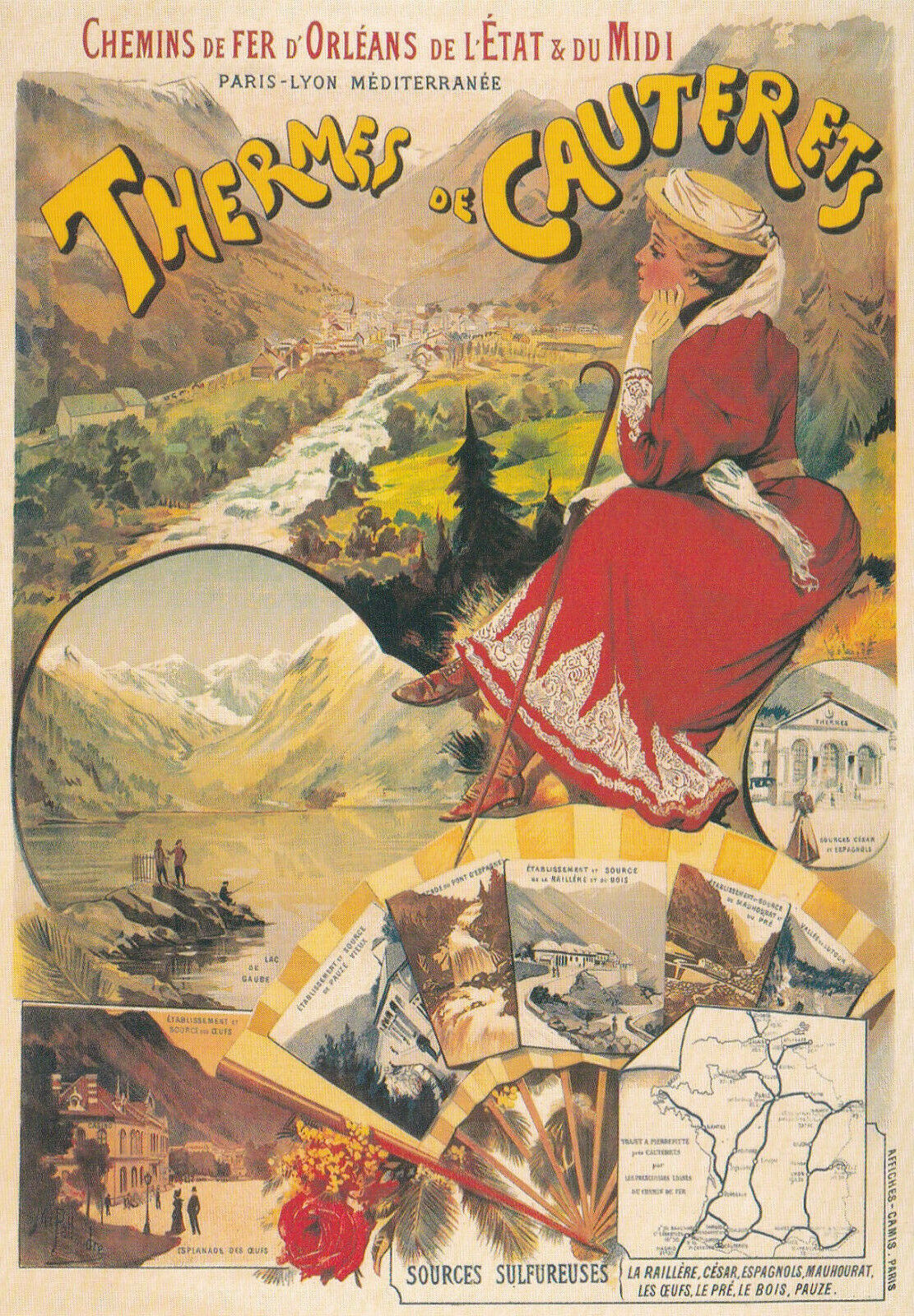 MODERN POSTCARD CPM RAILWAYS / CAUTERETS THERMAL SPA / M. PALLANDRE 