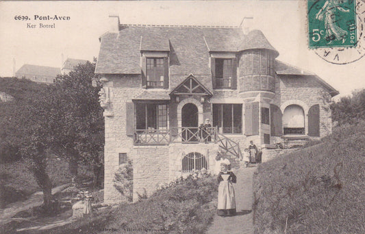 OLD POSTCARD CPA PONT-AVEN KER BOTREL SIGNED BY THEODORE BOTREL!!! 
