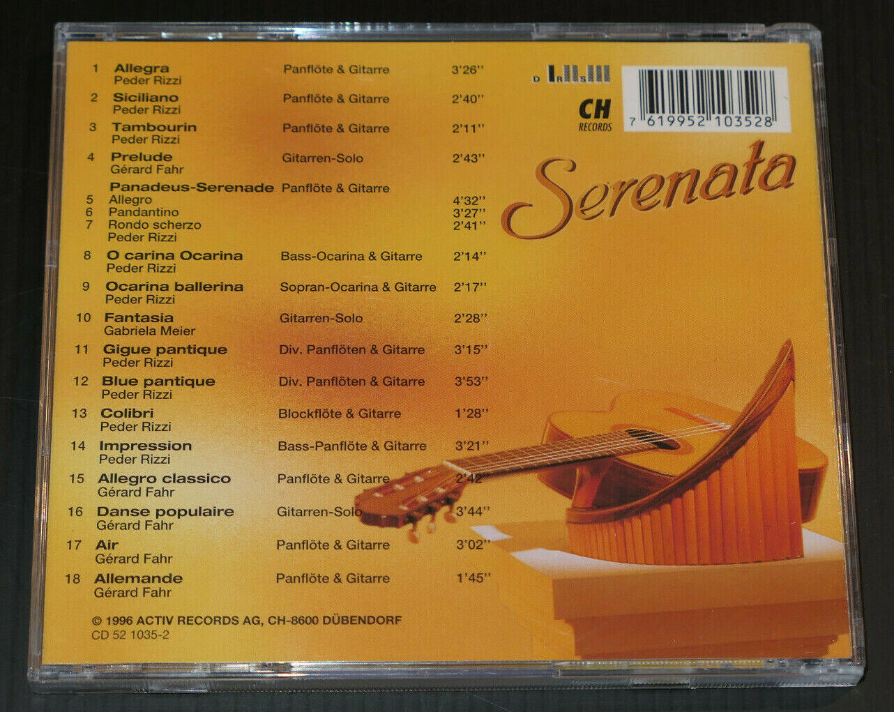 CD SERENATA / PEDER RIZZI / GABRIELA MEIER / CH RECORDS 1996