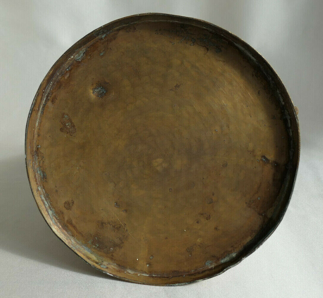 Antique Repoussé Chiselled Brass Pot with SALIES DE BEARN MOTTO, Wild Boar, Circa 1930