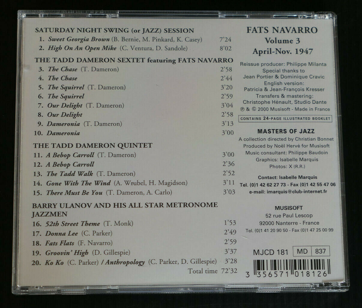 CD FATS NAVARRO / VOLUME 3 APRIL-NOV.1947 / 2000