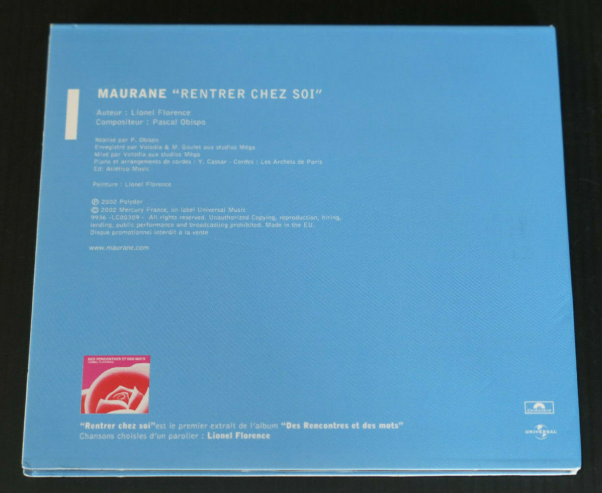 CD SINGLE PROMO MAURANE / RENTRER CHEZ SOI / 2002