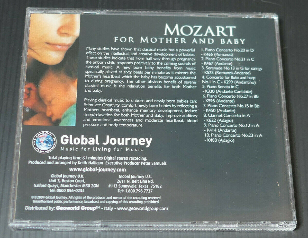 CD GEOWORLD GLOBAL JOURNEY / MOZART FOR MOTHER AND BABY / 2004
