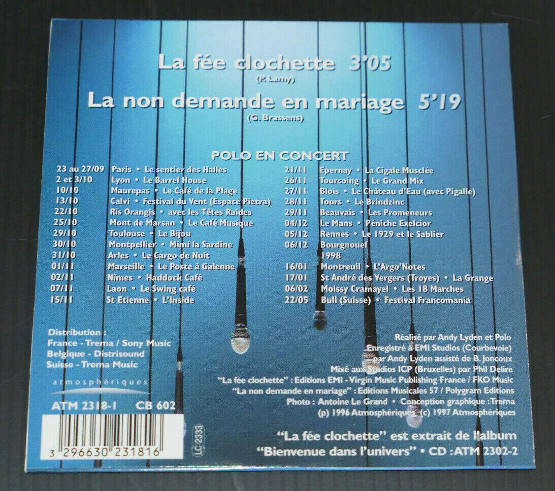 CD 2 TITRES POLO / LA FEE CLOCHETTE / 1997
