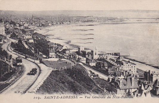 OLD POSTCARD CPA 76 SAINTE-ADRESSE GENERAL VIEW OF NICE-HAVRAIS (1923) 