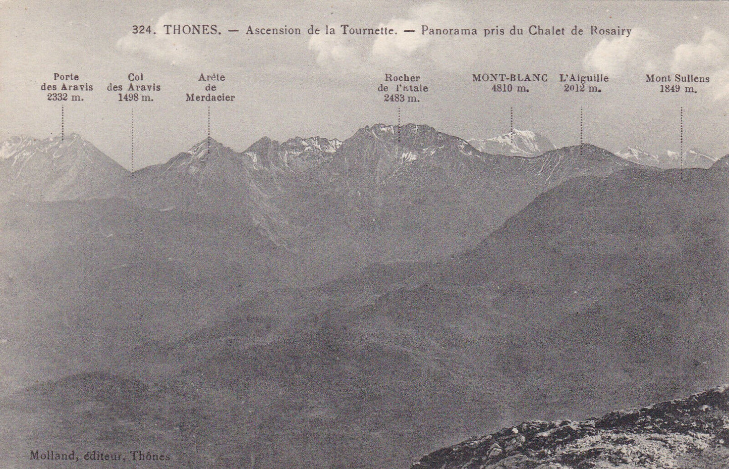 OLD POSTCARD CPA THONES ASCENT OF THE TOURNETTE PANORAMA 