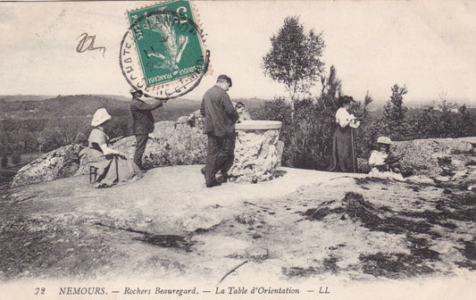 OLD POSTCARD CPA NEMOURS ROCHERS BEAUREGARD THE ORIENTATION TABLE 