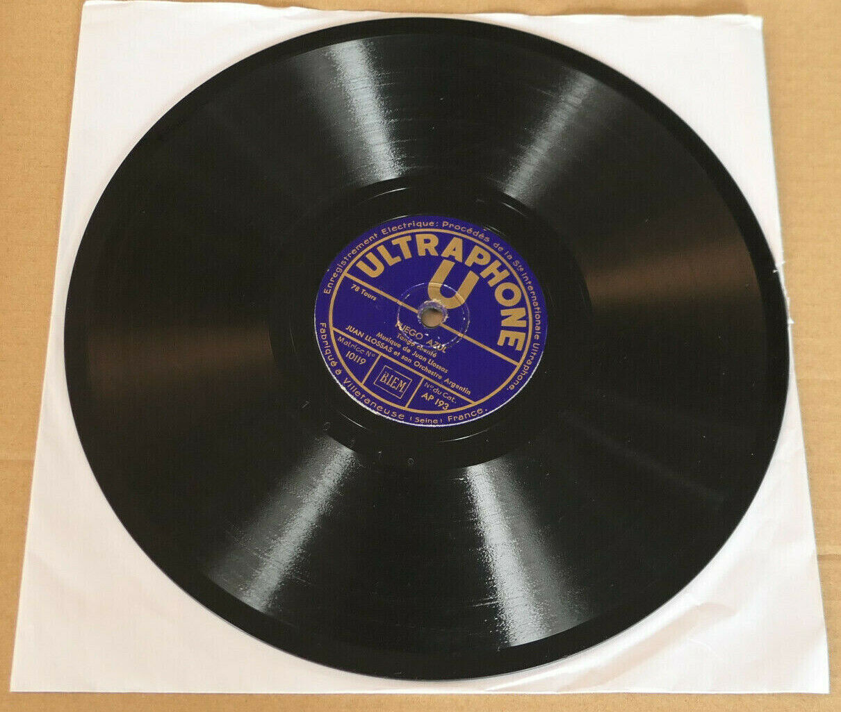 78T 78RPM JUAN LLOSSAS ET SON ORCHESTRE ARGENTIN / ULTRAPHONE AP193