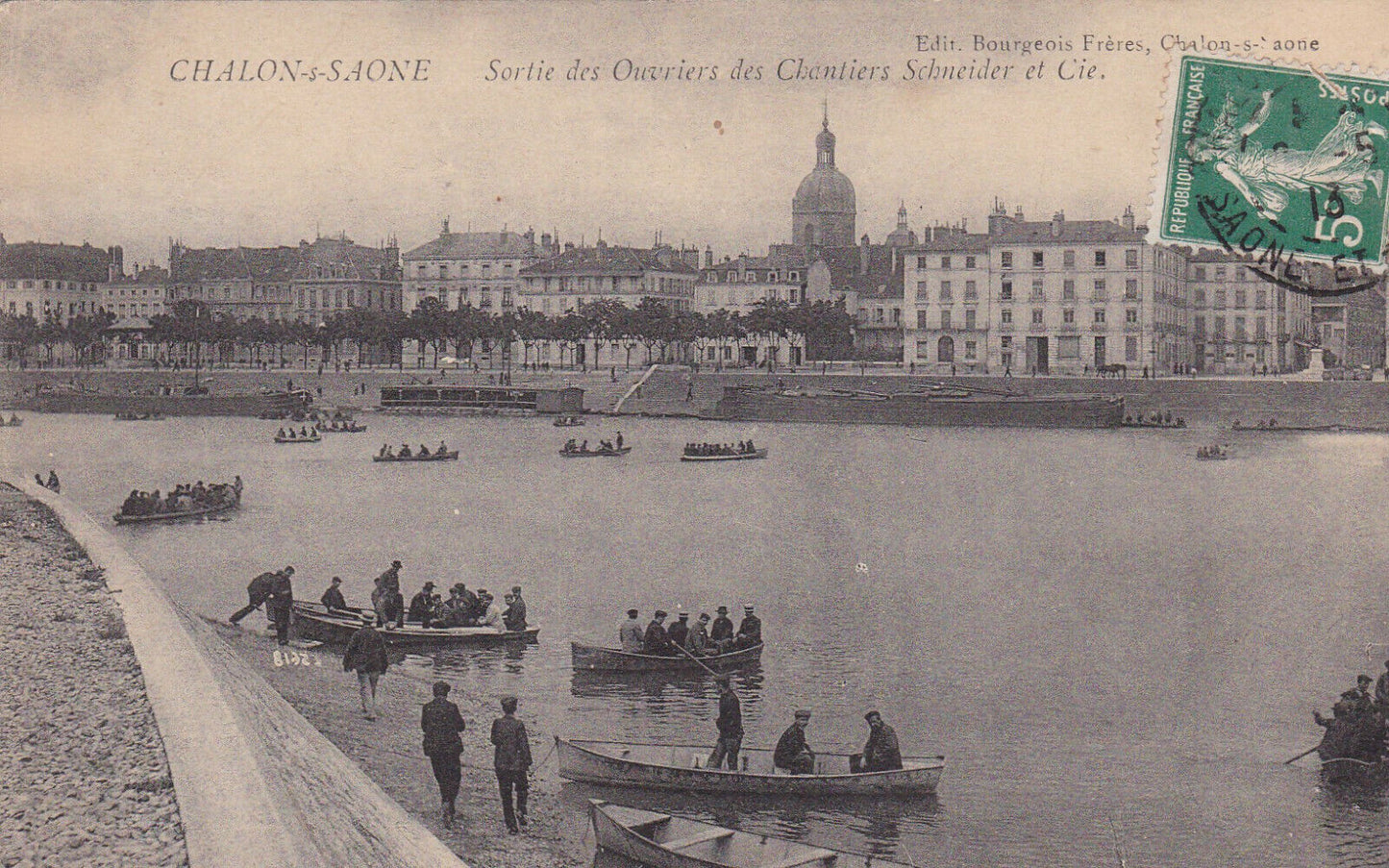 CARTE POSTALE ANCIENNE CPA CHALON SUR SAONE SORTIE DES OUVRIERS DES CHANTIERS...