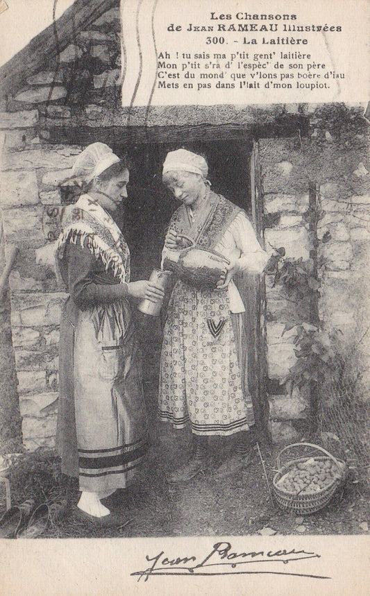 CARTE POSTALE ANCIENNE CPA LES CHANSONS DE JEAN RAMEAU ILLUSTREES LA LAITIERE