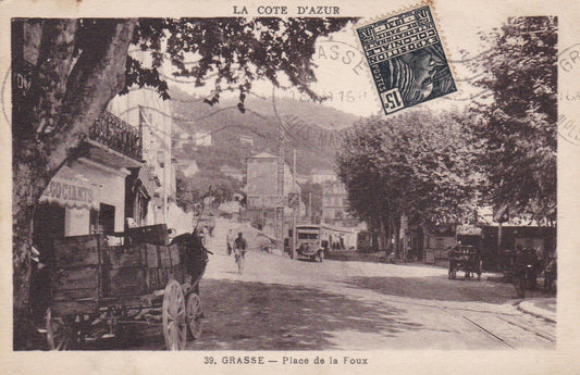 OLD POSTCARD CPA GRASSE PLACE DE LA FOUX 
