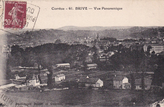 OLD POSTCARD CPA CORREZE BRIVE PANORAMIC VIEW 