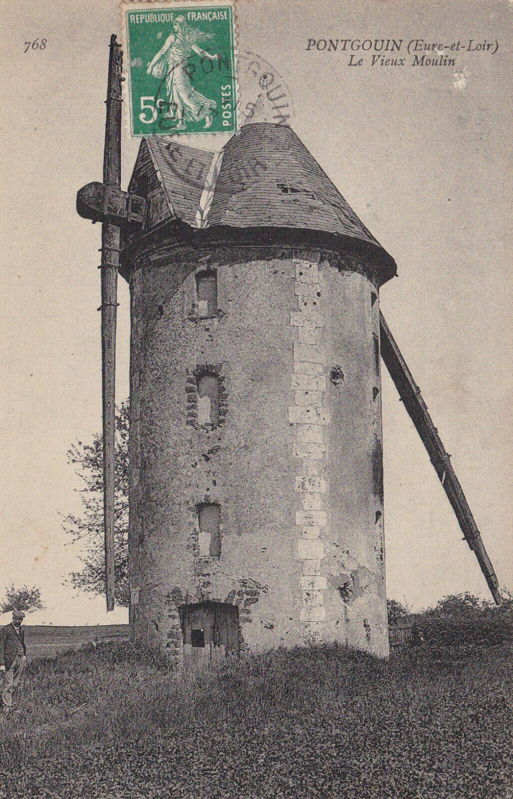 OLD POSTCARD CPA 28 PONTGOUIN THE OLD MILL 