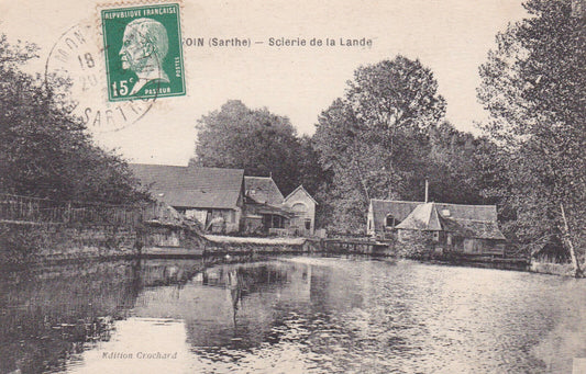 OLD POSTCARD CPA 72 VIVOIN SAWMILL OF LA LANDE 