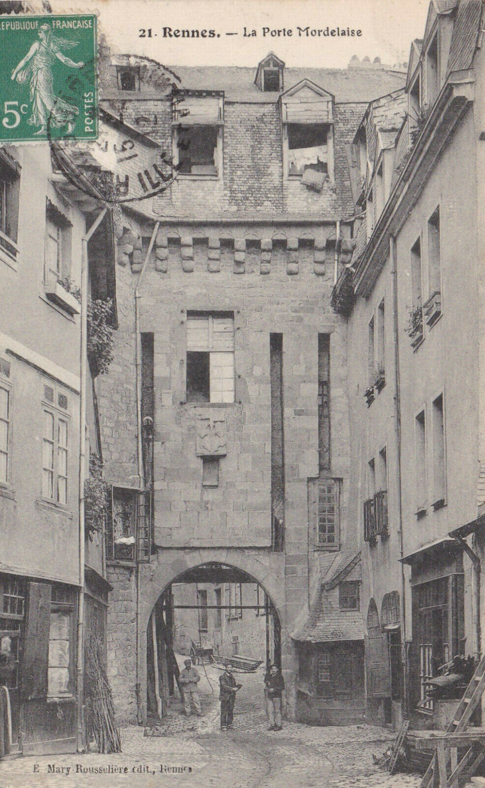 OLD POSTCARD CPA RENNES LA PORTE MORDELAISE (1912) 
