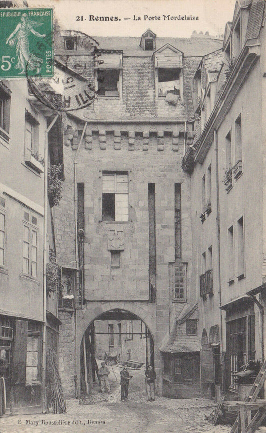 OLD POSTCARD CPA RENNES LA PORTE MORDELAISE (1912) 