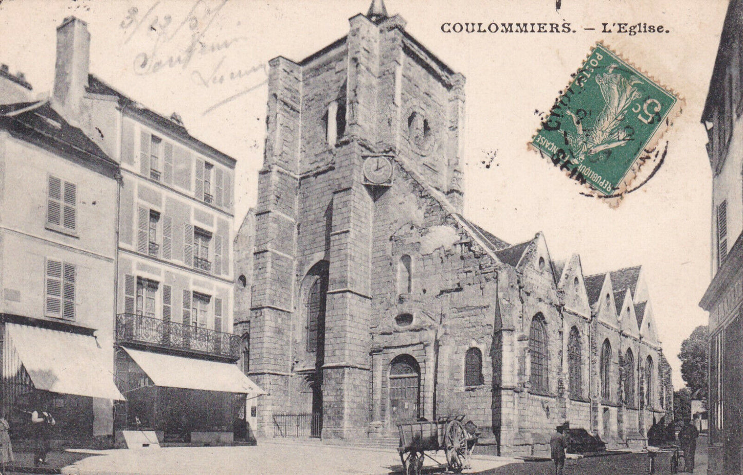 OLD POSTCARD CPA 77 COULOMMIERS L'EGLISE (1907) 