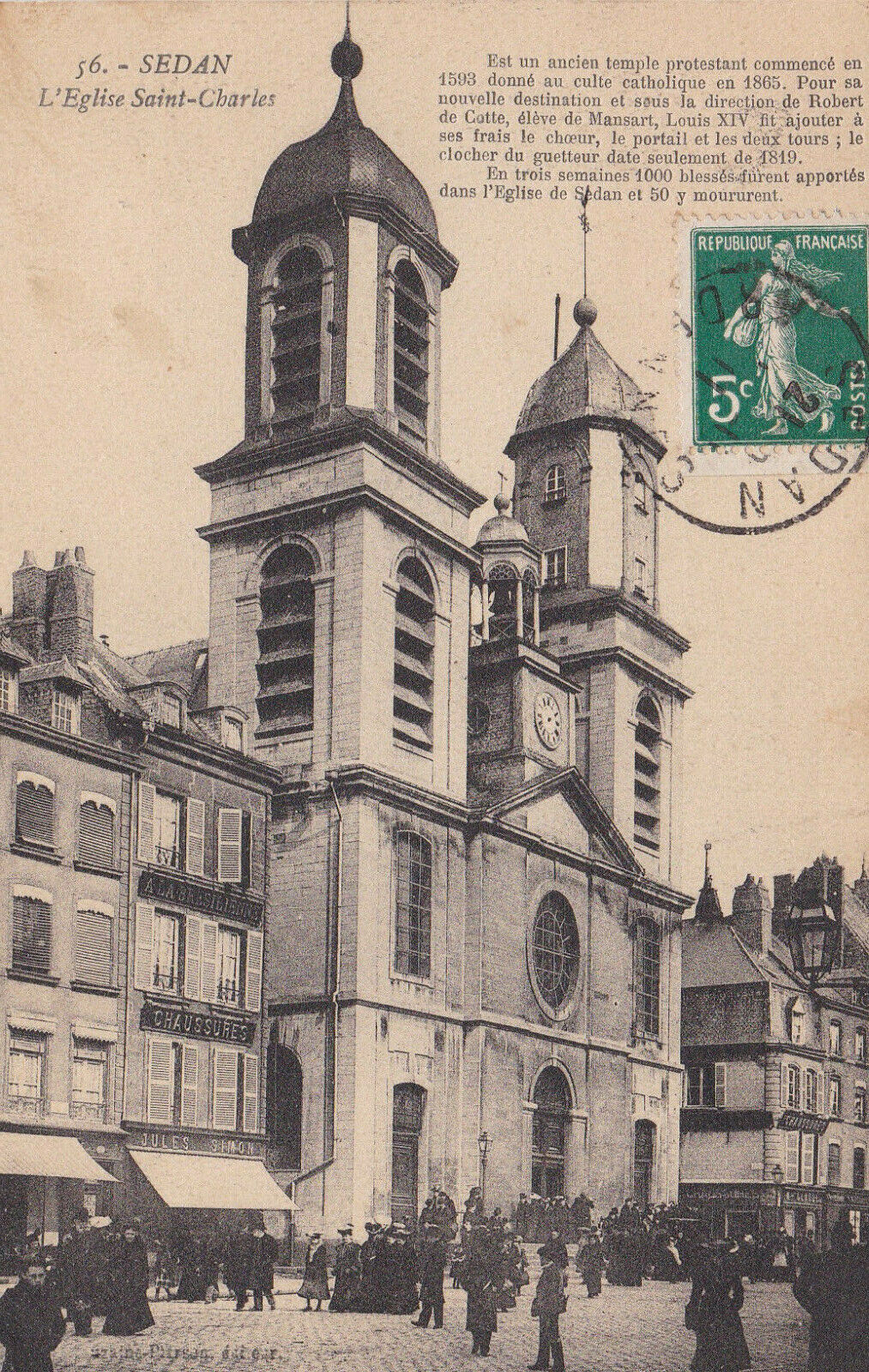 CARTE POSTALE ANCIENNE CPA 08 SEDAN L'EGLISE SAINT-CHARLES (1911)