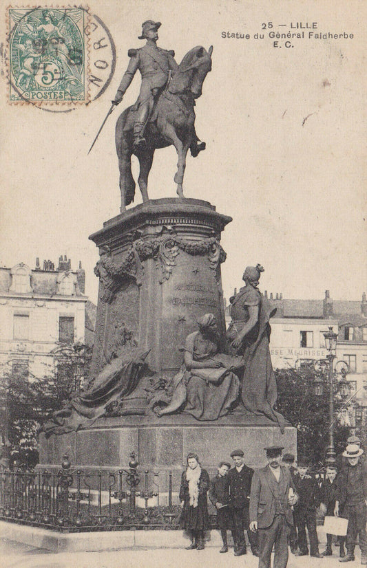 CARTE POSTALE ANCIENNE CPA LILLE STATUE DU GENERAL FAIDHERBE (1907)