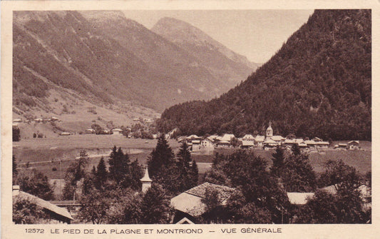 OLD POSTCARD CPA THE FOOT OF LA PLAGNE AND MONTRIOND GENERAL VIEW